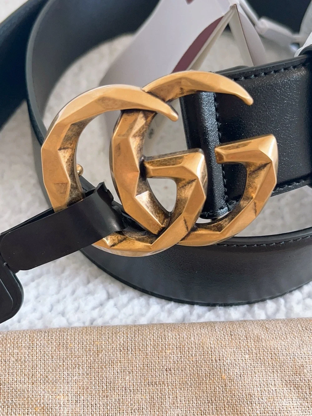 Gucci Men’s Plutone Calfskin Geometric Double G W40mm Belt
